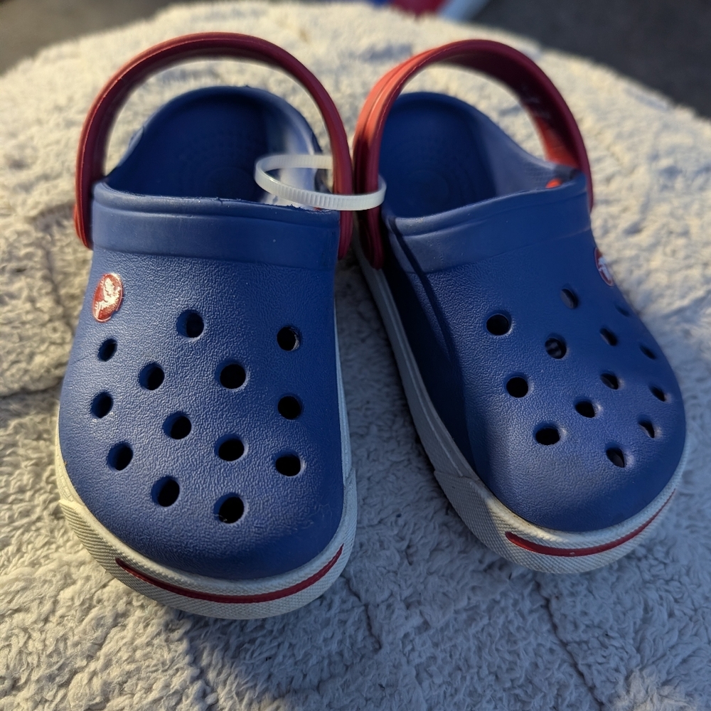 Baby Boys Blue & Red Crocs Shoes Size 6/7